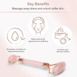 Zoe Ayla Rose Quartz Gua Sha And Roller Set, Skin Care Face Massager, 2 Pcs