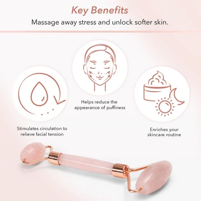 Zoe Ayla Rose Quartz Gua Sha And Roller Set, Skin Care Face Massager, 2 Pcs 3 Zoe Ayla Rose Quartz Gua Sha And Roller Set, Skin Care Face Massager, 2 Pcs