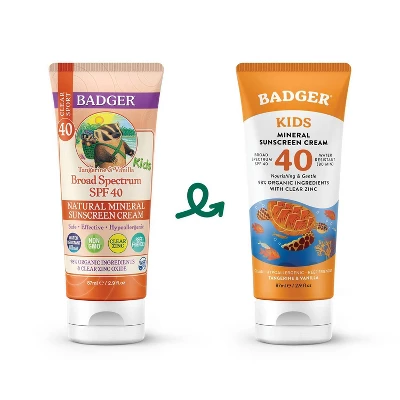 Badger Mineral Kids Sunscreen Cream - SPF 40 - 2.9 Fl.oz 4 Badger Mineral Kids Sunscreen Cream - SPF 40 - 2.9 Fl.oz - Image 2