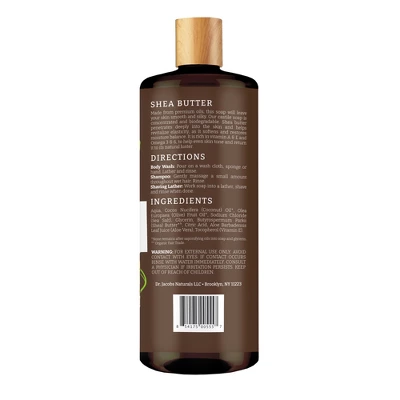 Dr Jacobs Naturals Rich Castile Shea Butter Body Wash Hypoallergenic Vegan Sulfate-Free Paraben-Free Dermatologist Recommended 32oz - Shea Butter 3 Dr Jacobs Naturals Rich Castile Shea Butter Body Wash Hypoallergenic Vegan Sulfate-Free Paraben-Free Dermatologist Recommended 32oz - Shea Butter