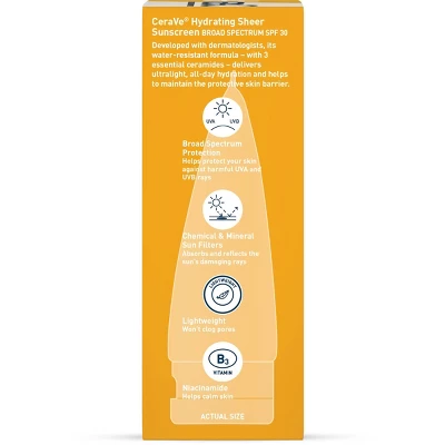 CeraVe Hydrating Sheer Sunscreen Lotion For Face And Body - SPF 30 - 3 Fl Oz 13 CeraVe Hydrating Sheer Sunscreen Lotion For Face And Body - SPF 30 - 3 Fl Oz - Image 11