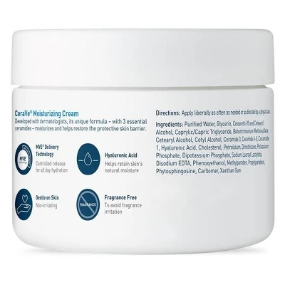 CeraVe Moisturizing Cream, Body And Face Moisturizer For Dry Skin With Hyaluronic Acid And Ceramides Unscented - 12oz 6 CeraVe Moisturizing Cream, Body And Face Moisturizer For Dry Skin With Hyaluronic Acid And Ceramides Unscented - 12oz - Image 4