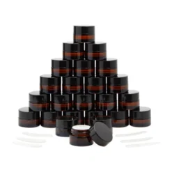 Juvale 24 Pack 5ml Amber Glass Cosmetic Jars With Lids And 6 Spatulas For Beauty Products, Samples, Lip Balm, 1.4x1 In -Serene Skin GUEST 8deaba34 7f83 47af ba8b e82de272ca56