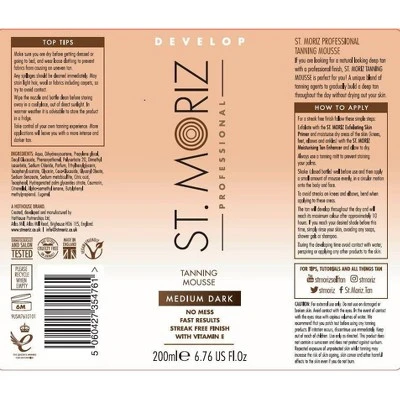 St. Moriz Professional Medium Dark Clear Mousse - 6.76 Fl Oz 5 St. Moriz Professional Medium Dark Clear Mousse - 6.76 Fl Oz - Image 3