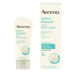 Aveeno Calm + Restore Daily Moisturizer Mineral Sunscreen Lightweight All Day Face Moisturizer For Sensitive Skin - SPF30 - 1.7 Fl Oz